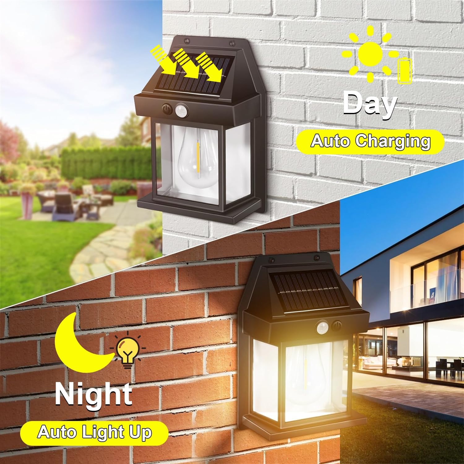 Lámpara solar exterior con sensor de movimiento